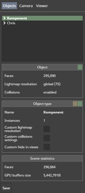 Objects tab