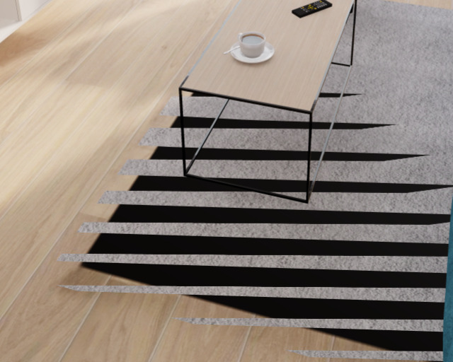 The carpet surface z-fighting with the wooden floor